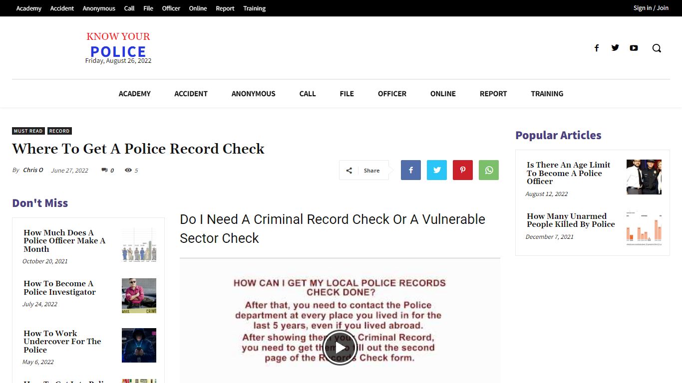 Where To Get A Police Record Check - KnowYourPolice.net