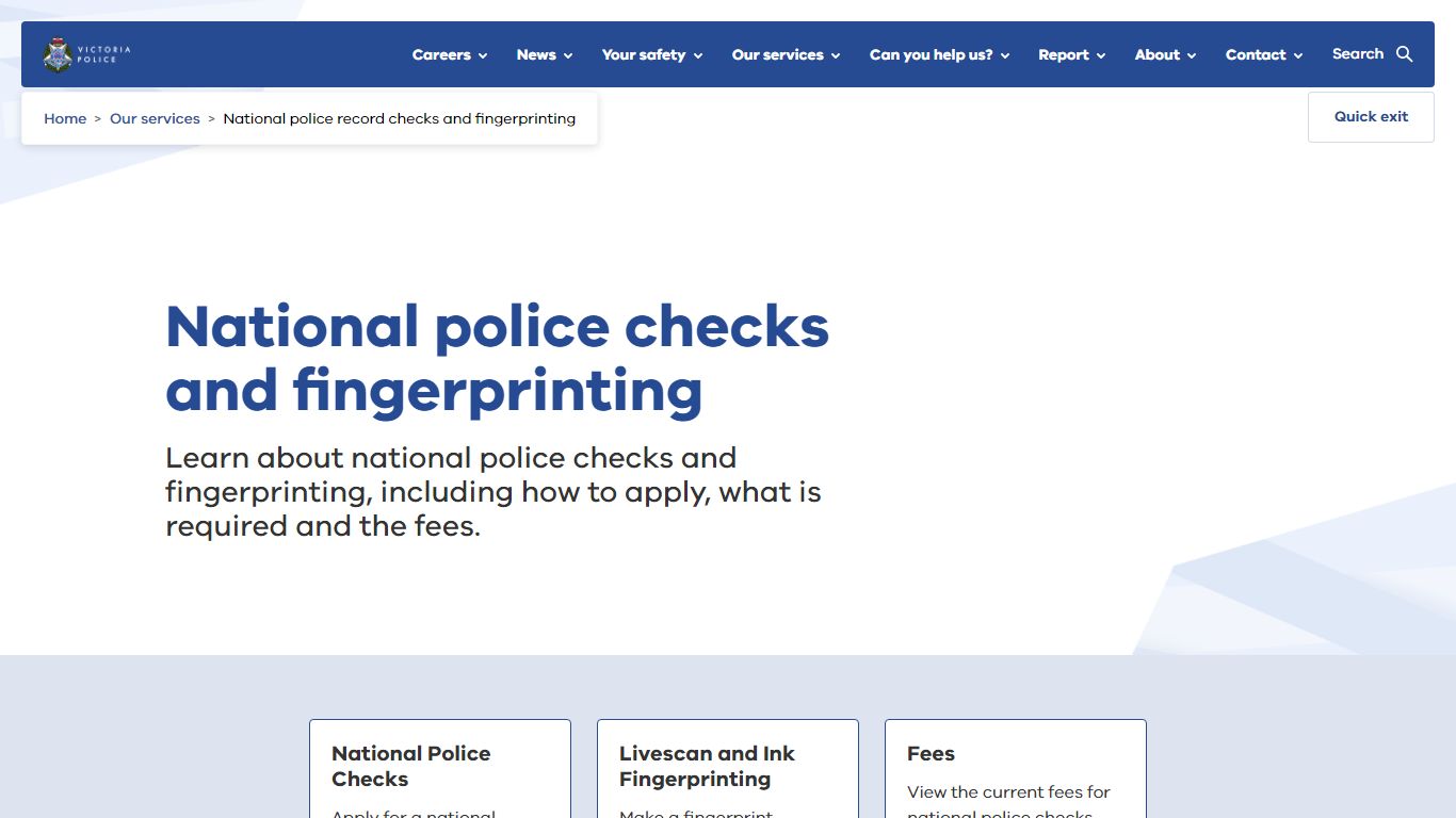 National police checks and fingerprinting - Victoria Police